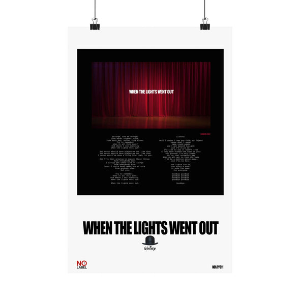 WHEN THE LIGHTS WENT OUT - LYRICS WALL POSTER