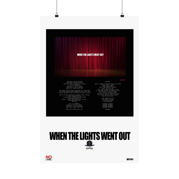 WHEN THE LIGHTS WENT OUT - LYRICS WALL POSTER