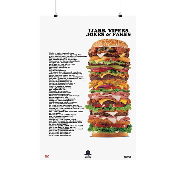 LIARS, VIPERS JOKES & FAKES - LYRICS WALL POSTER