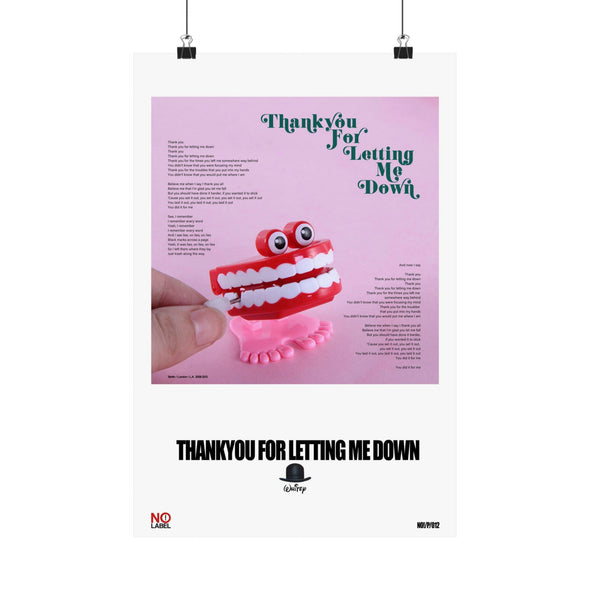 THANKYOU FOR LETTING ME DOWN - LYRICS WALL POSTER